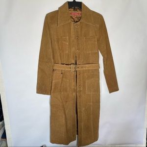 Vintage brown suede leather duster jacket M nwt